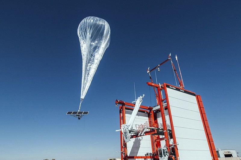 FILE - This Wednesday, Oct. 18, 2017, file photo provided by Project Loon shows a stratospheric balloon taking off for Puerto Rico from a project site in Winnemucca, Nev. (Project Loon via AP, File)


