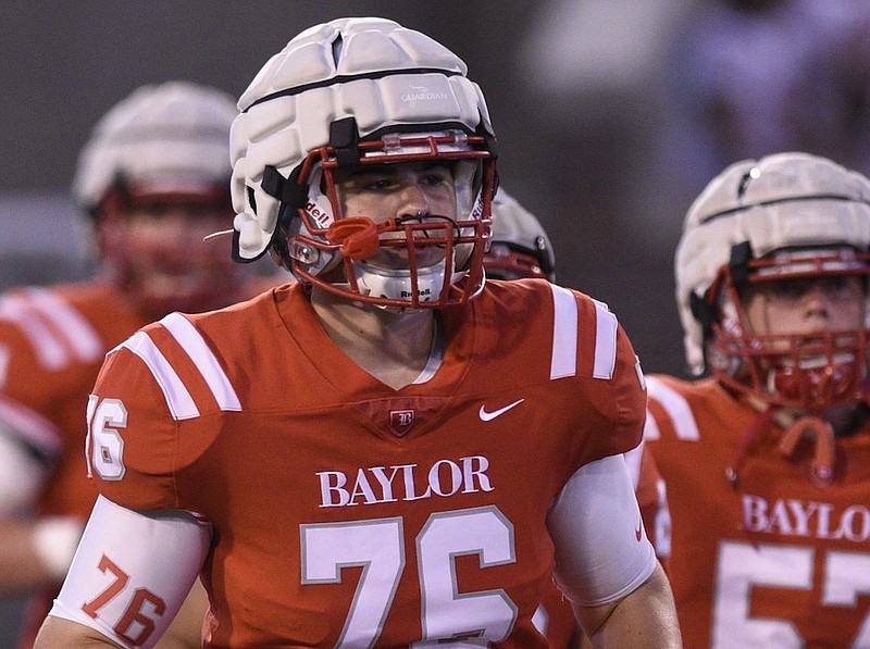 Staff Photo by Robin Rudd / Baylor's Brycen Sanders (76) is one of the area's top overall prospects as a junior and helps anchor a talented Red Raiders offensive line.