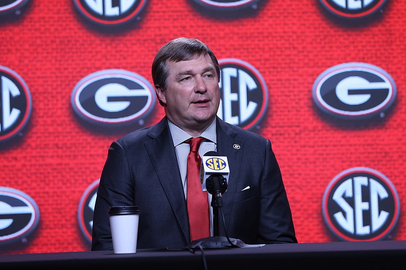 SEC photo by Jimmie Mitchell / Georgia football coach Kirby Smart has compiled a 44-9 record the past four seasons and is looking for a more connected team this season following last year's limitations due to the coronavirus.