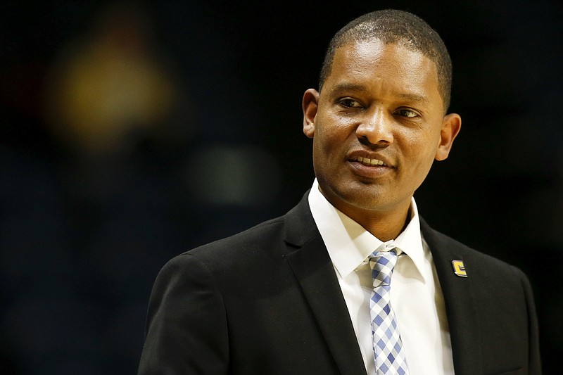 Staff photo by C.B. Schmelter / UTC head coach Lamont Paris is seen during their game against Tennessee State at McKenzie Arena on the campus of the University of Tennessee at Chattanooga on Saturday, Nov. 9, 2019 in Chattanooga, Tenn.