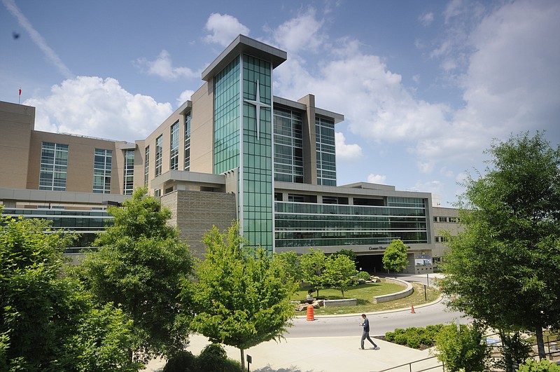 Staff file photo / CHI Memorial's main hospital entrance is pictured on May 14, 2018, in Chattanooga, Tenn.