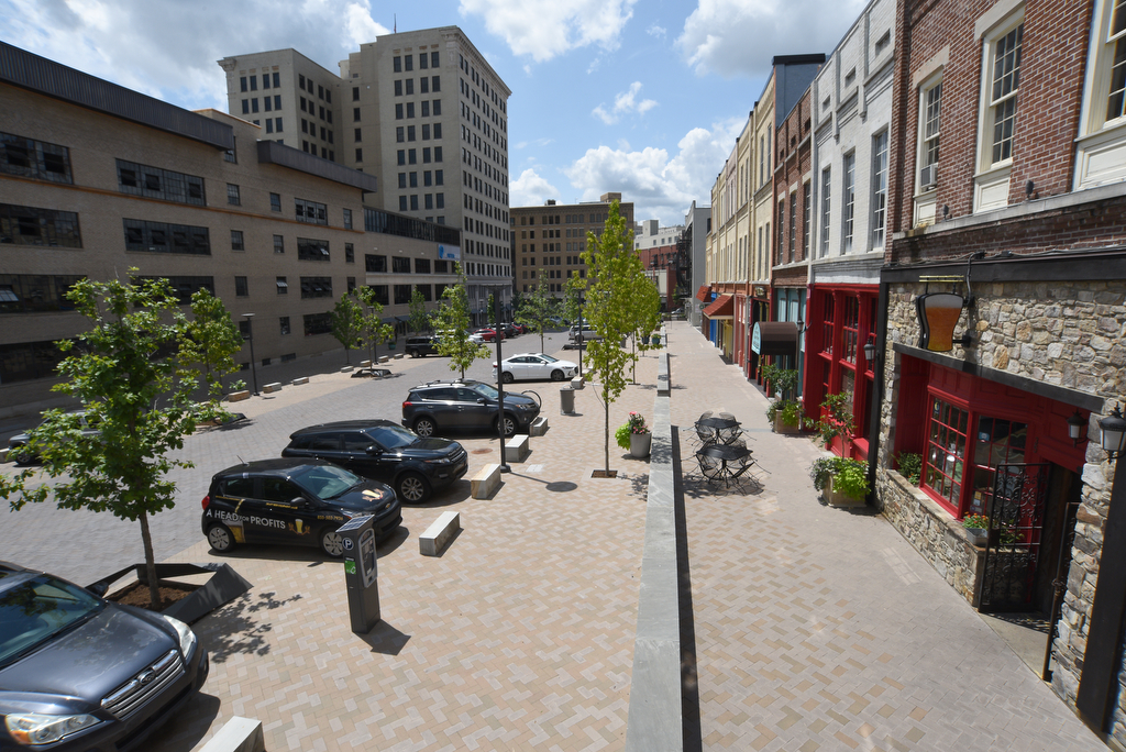 Staff Photo by Matt Hamilton / in the newly-renovated Patten Square on Wednesday, July 21, 2021.