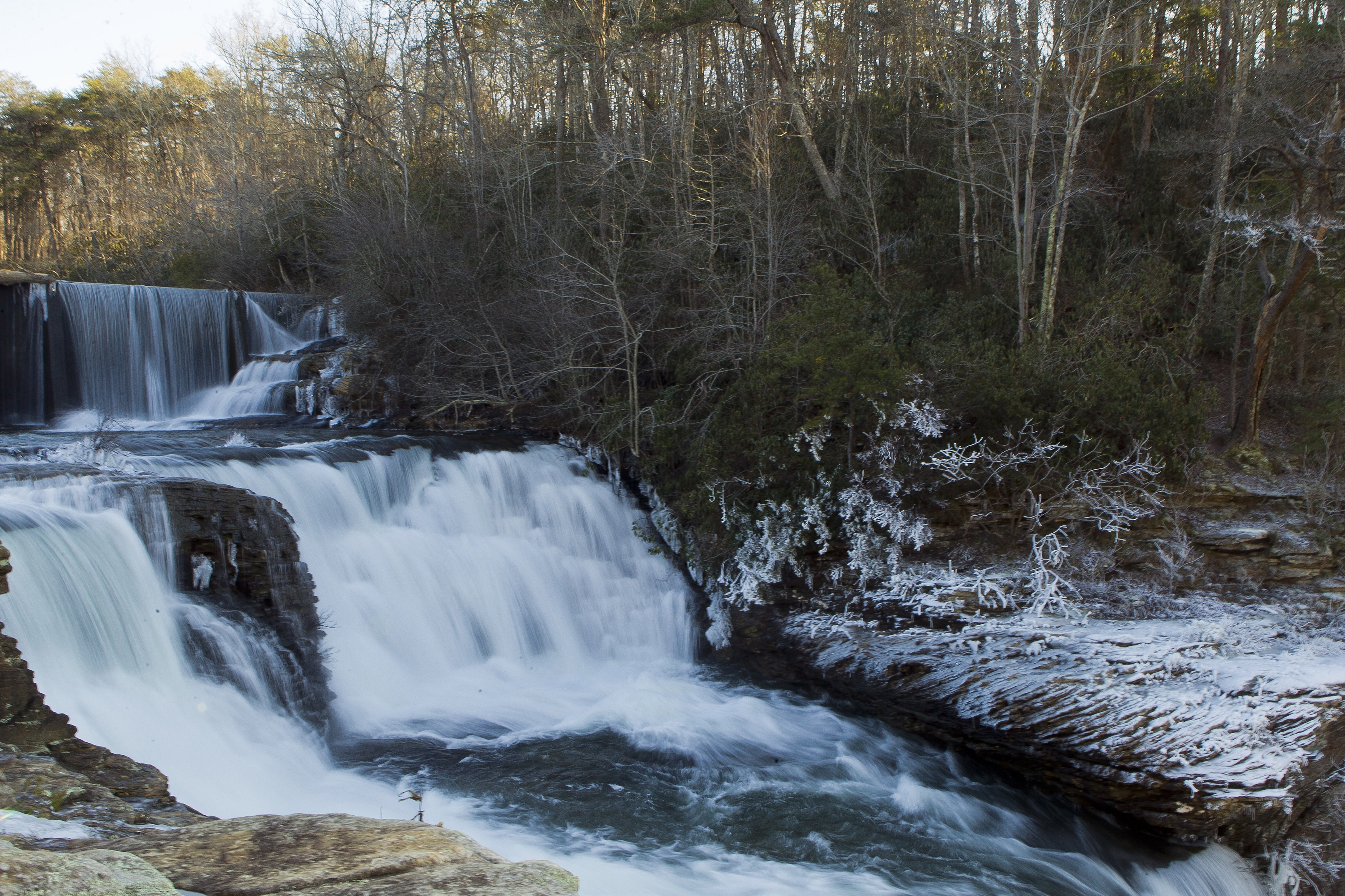 Icy DeSoto Falls in Mentone, Ala. on Thursday, Jan. 8, 2015. Temperatures dropped to 8 degrees on Lookout Mountain during the cold front. (AP Photo/The Times Journal, Melissa Smith)