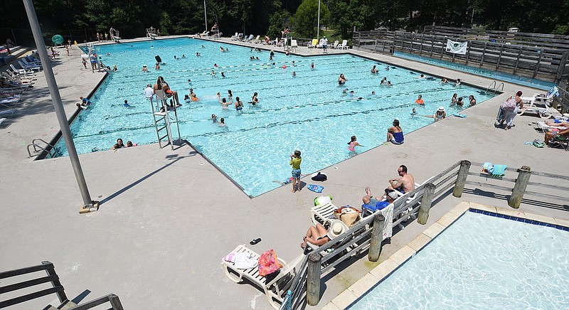 Staff Photo by Matt Hamilton / Local residents keep cool at the Signal Mountain Pool on Wednesday, July 28, 2021 in Signal Mountain. 