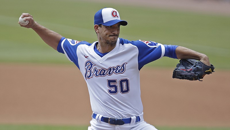 AP photo by Ben Margot / Atlanta Braves starter Charlie Morton pitches against the Milwaukee Brewers on Sunday afternoon. Morton allowed two runs and three hits with no walks and six strikeouts in six innings, but he took the loss as the Brewers won 2-1 and took two of three in the series at Truist Park.