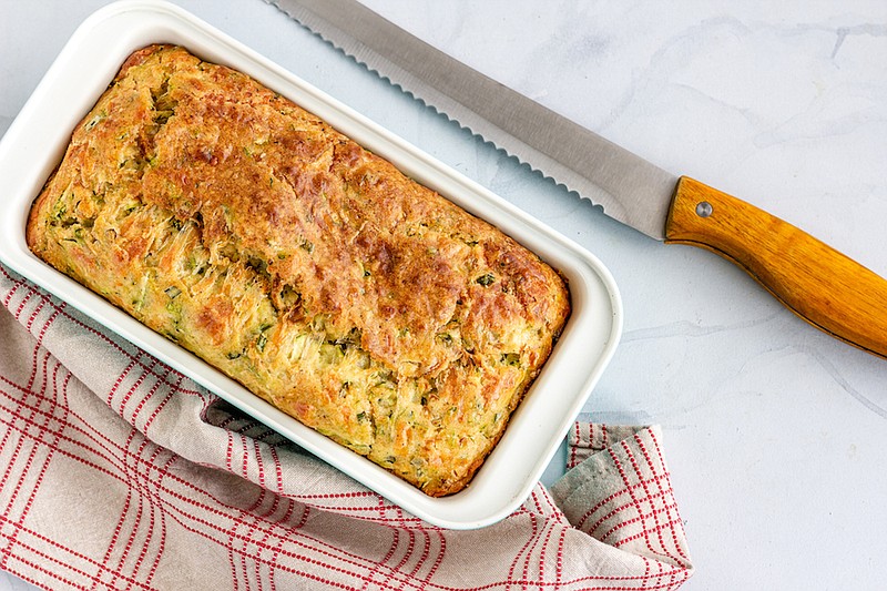 Freshly baked Zucchini Bread in a baking pan. / Photo credit: Getty Images/iStock/sean nalaboff