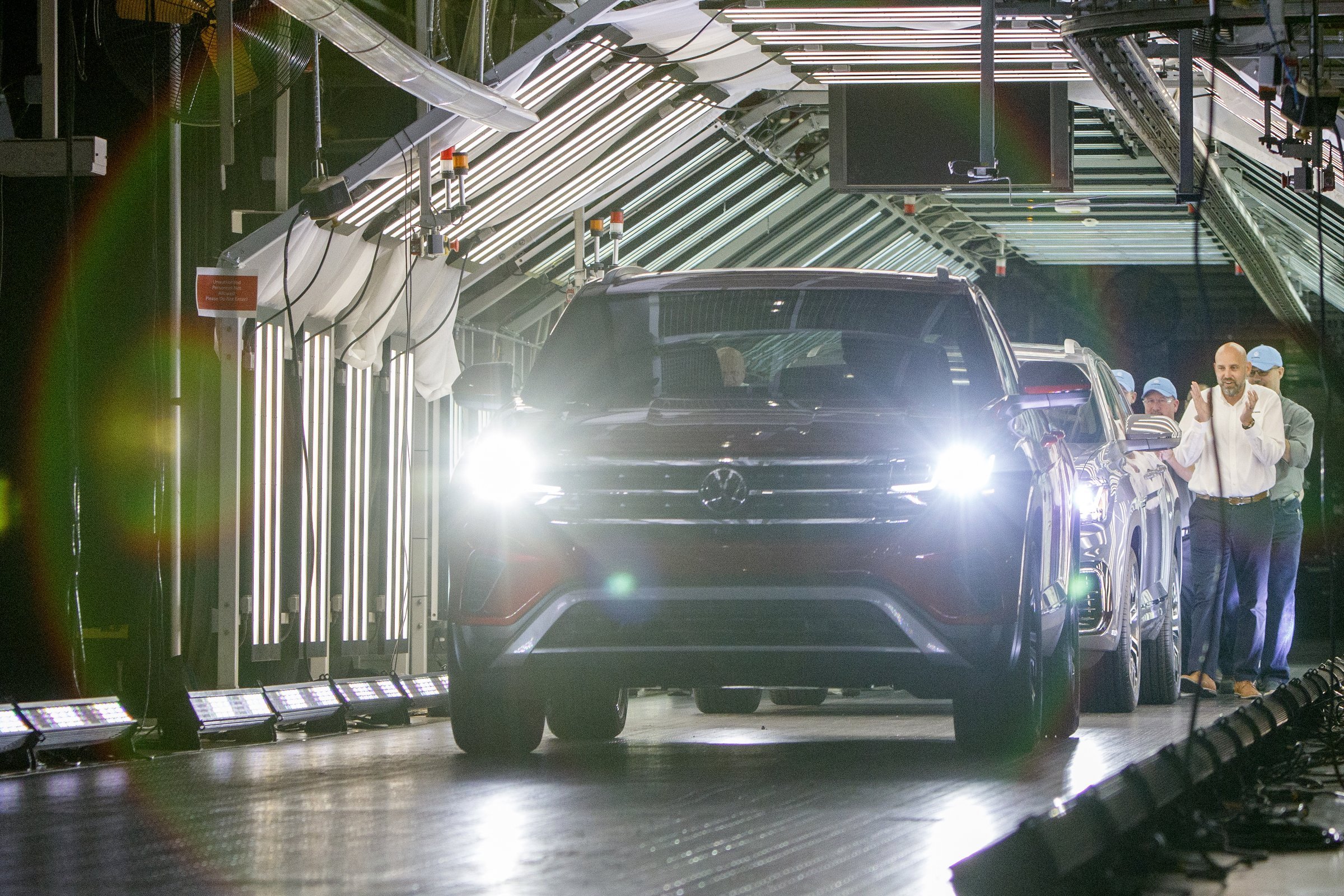 Staff photo by C.B. Schmelter / Two 2020 Atlas Cross Sports are driven out at the Volkswagen Assembly Plant on Friday, Oct. 11, 2019 in Chattanooga, Tenn. The five-seat Atlas Cross Sport, which takes design cues from its larger seven-seat Atlas SUV, will hit dealerships early next year, according to the German automaker.