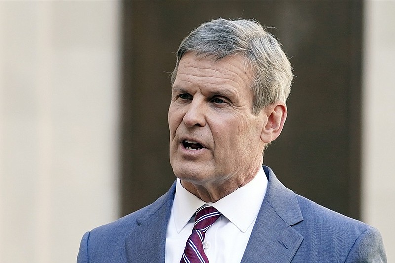 FILE - In this Jan. 19, 2021, file photo, Tennessee Gov. Bill Lee answers questions after he spoke to a joint session of the legislature at the start of a special session on education in Nashville, Tenn. (AP Photo/Mark Humphrey, File)


