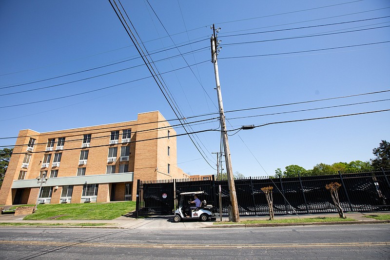 Staff photo by Troy Stolt / The Old Tennessee Temple University dorm building in Highland Park is seen on Monday, April 12, 2021 in Chattanooga, Tenn.