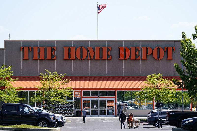 This May 19, 2021 photo shows The Home Depot location in Willow Grove, Pa. Home Depot's sales continued to rise in its fiscal second quarter, thanks to a housing market that remains hot. Chairman and CEO Craig Menea said in a statement on Tuesday, Aug. 17, that this was the first time in its history that the chain surpassed sales of more than $40 billion in a quarter. (AP Photo/Matt Rourke)