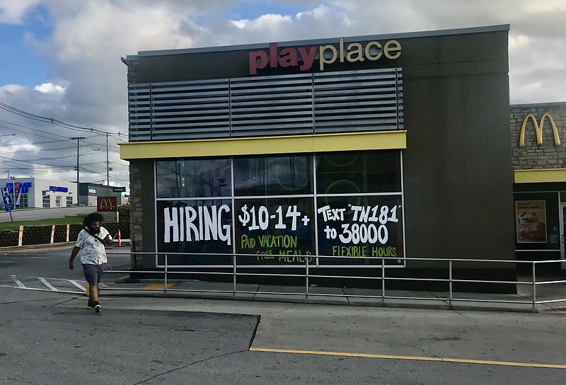 Photo by Dave Flessner / McDonald's on Gunbarrel Road in Chattanooga is eager to hire more workers and is offering higher pay and social media applications to fill vacant jobs.