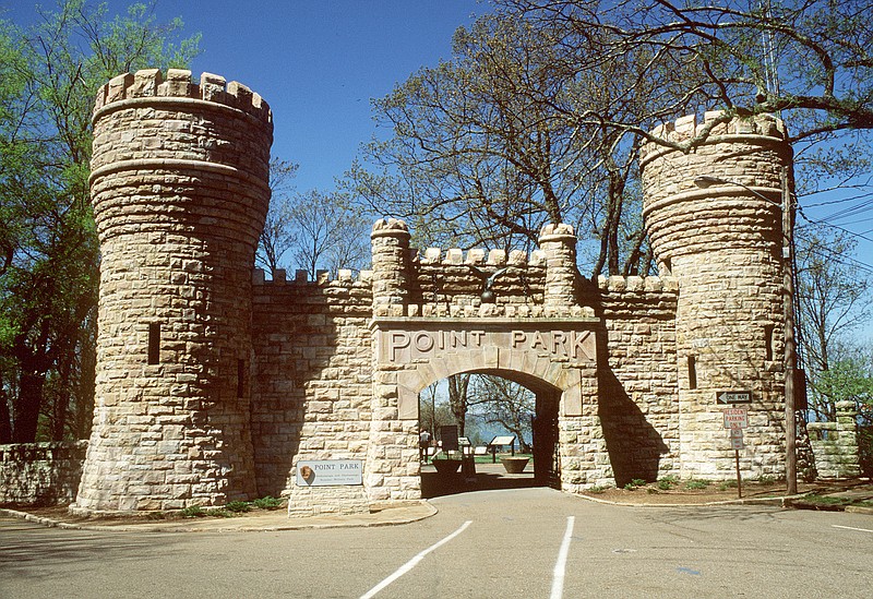 Staff File Photo by Robin Rudd / Built in 1904, the imposing gate at Point Park was modeled after the U.S. Army Corps of Engineers insignia, known as Corps Castle. Aug. 25 is a fee-free day at the Lookout Mountain attraction.