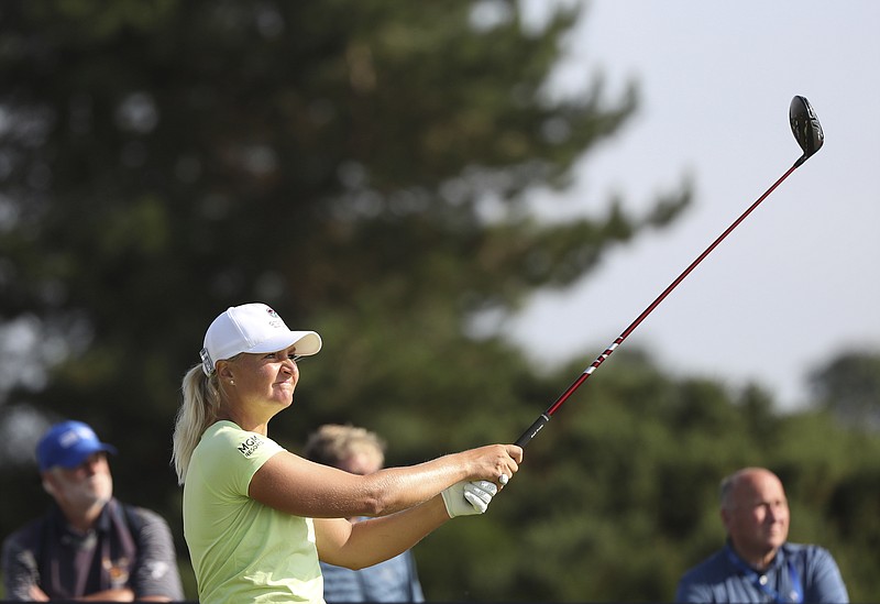 AP photo by Scott Heppell / Anna Nordqvist watches her drive from the seventh tee during Sunday's final round of the Women's British Open in Carnoustie, Scotland.