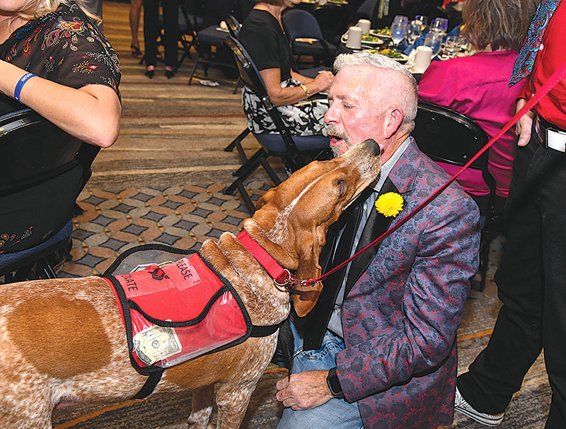 Photo by Mark Gilliland / Tom Dill getting a kiss from "Rayne."