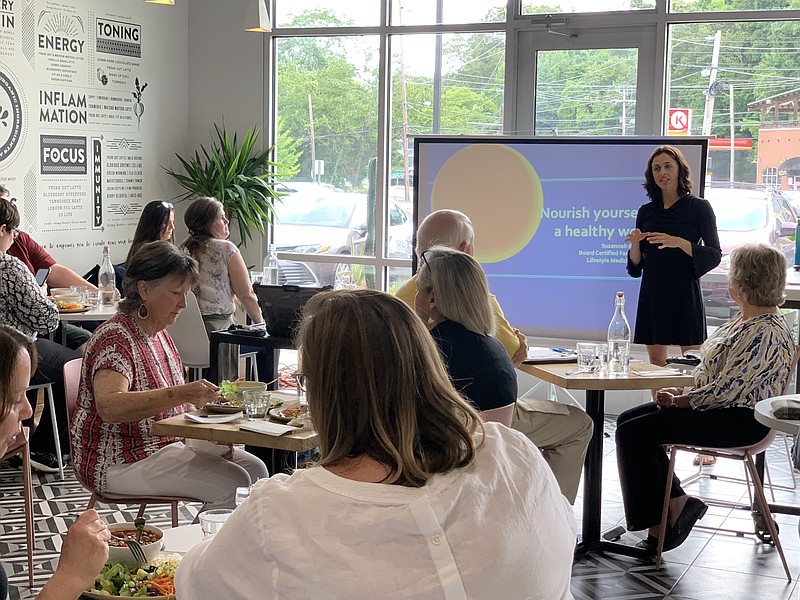 Contributed photography by Crissie Smith / Dr. Suzannah Bozzone teaches a Food as Medicine class at Southern Squeeze restaurant.