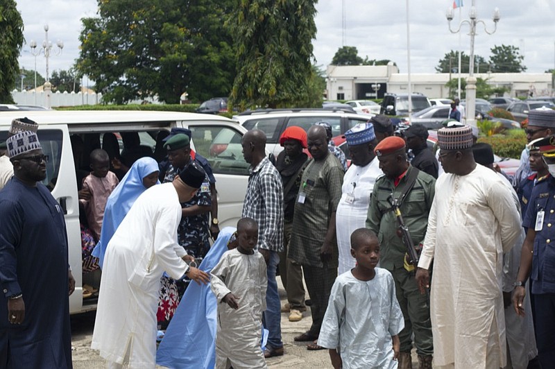 Some freed students of Salihu Tanko Islamic School, before a meeting with Niger state governor in Minna, Nigeria Friday, Aug 27, 2021. (AP Photo)


