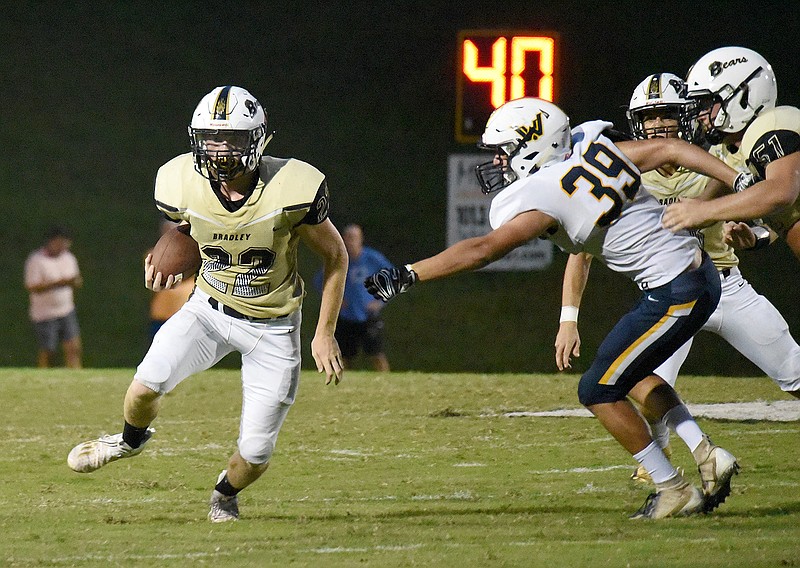 Staff file photo by Matt Hamilton / Bradley Central's Jackson Wilson, left, helped lead the Bears to a 24-10 road win against intracountry rival Walker Valley on Friday night.