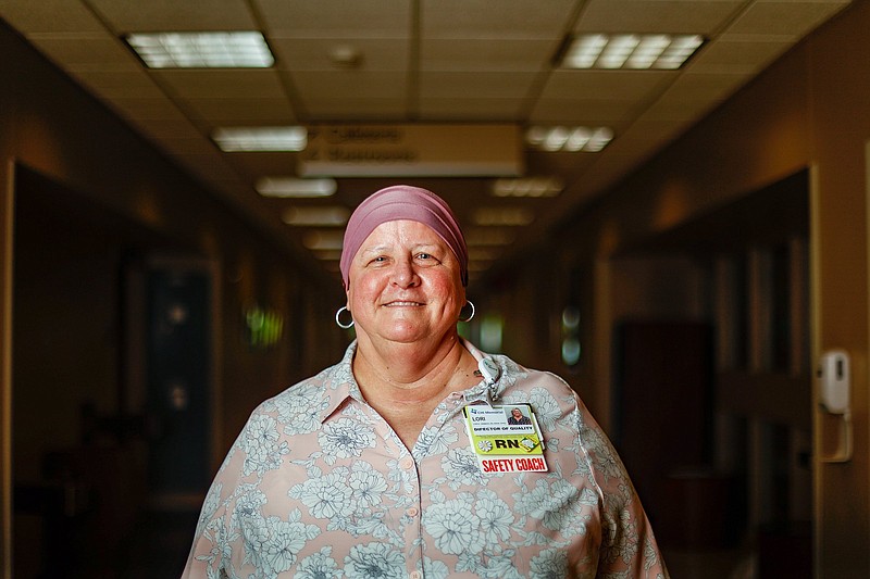 Staff photo by Troy Stolt / Lori Hammon poses for a portrait in CHI memorial hospital on Thursday, July 22, 2021 in Chattanooga, Tenn.