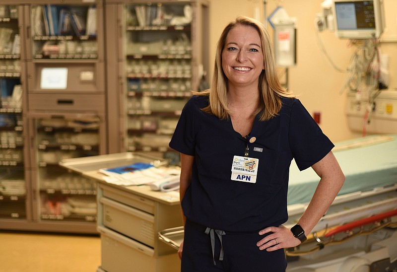 Staff Photo by Matt Hamilton / Pediatric surgical nurse practitioner Brynn Byers works for University Surgical Associates at T.C. Thompson Children's Hospital at Erlanger. Byers is winner of the Rising Star award for the 2021 Champions of Health Care.