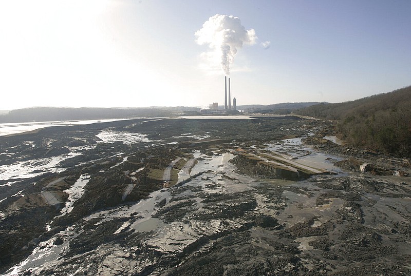 This Dec. 22, 2008, Associated Press file photo shows the aftermath of a retention pond wall collapse at the TVA Kingston Fossil Plant in Harriman, Tenn. (Wade Payne/AP)