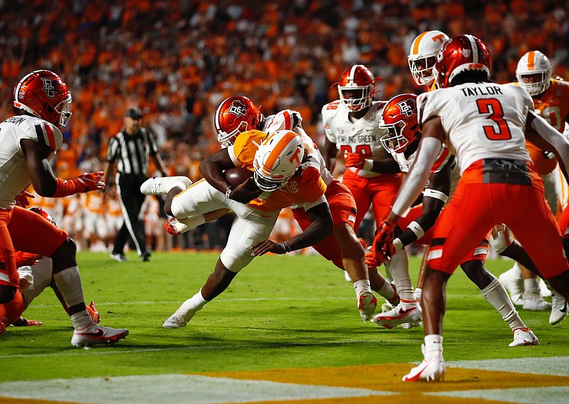 Tennessee Athletics photo / Tennessee redshirt junior quarterback Joe Milton scores the first touchdown of the Josh Heupel era on a 10-yard run at the 10:25 mark of the opening quarter.