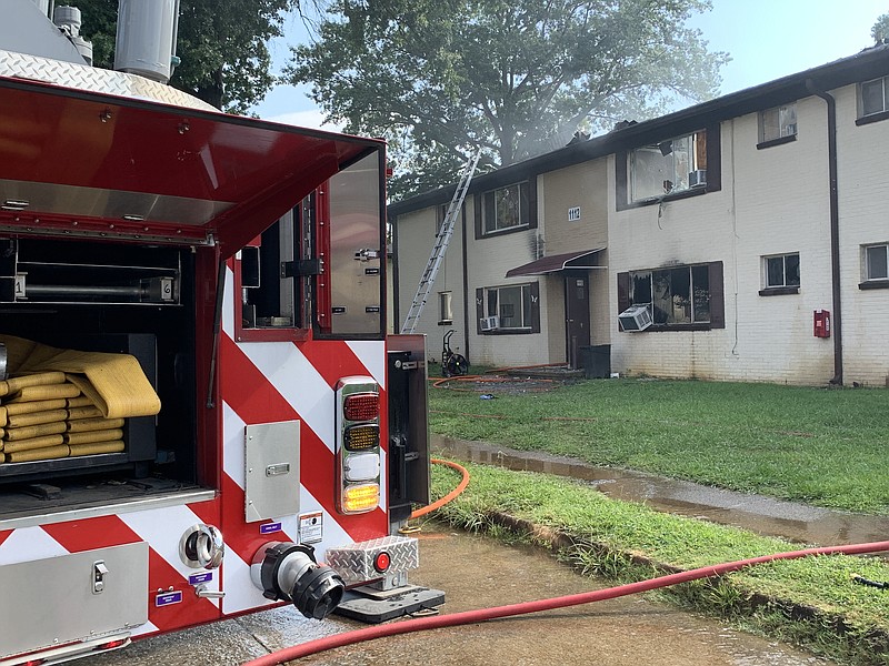 A damaged apartment building is seen during a fire at 1112 Grove St. on Monday, Sept. 6, 2021. / Chattanooga Fire Department photo