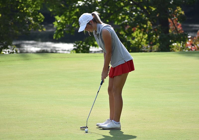 Staff photo by Patrick MacCoon / Cleveland High School golfer Hannah Nall was sharp with her putter on the way to winning Wednesday's City Prep tournament at the Bear Trace at Harrison Bay.