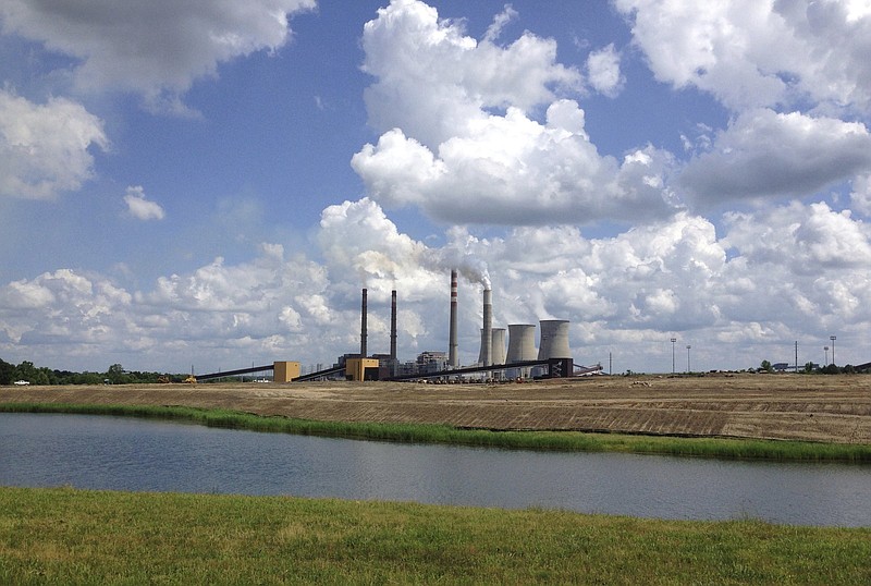 FILE - This June 3, 2014, file photo shows a panoramic view of the Paradise Fossil Plant in Drakesboro Kentucky, which TVA shutdown earlier this year. Despite TVA's plans to phase out coal generation, environmetal groups are suing TVA because of its support of trade associations that have lobbied against some environmental regulations.