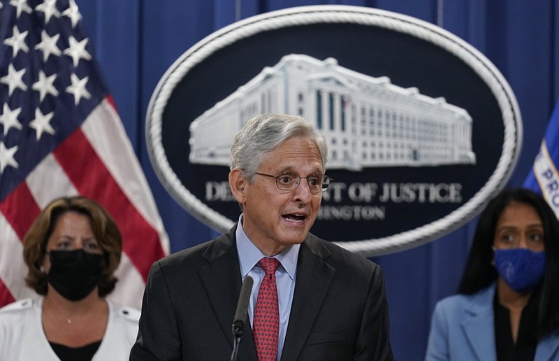 Attorney General Merrick Garland announces a lawsuit to block the enforcement of new Texas law that bans most abortions at the Justice Department in Washington, Thursday, Sept. 9, 2021. (AP Photo/J. Scott Applewhite)


