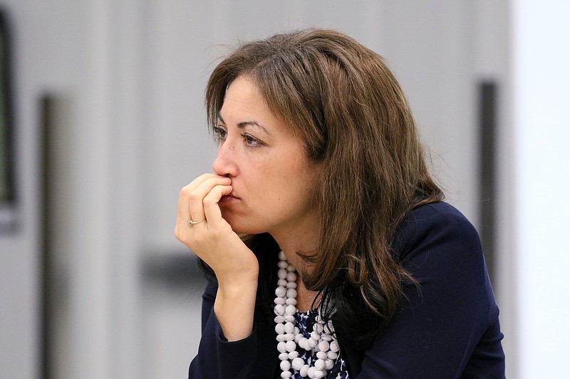 Staff File Photo / Tennessee Education Commissioner Penny Schwinn attends a meeting Thursday, March 7, 2019 in the Hamilton County Schools Board Room.