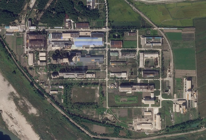 In this Saturday, Sept. 18, 2021 satellite photo from Planet Labs Inc., a uranium enrichment plant is seen at North Korea's main Yongbyon nuclear complex. (Planet Labs Inc. via AP)


