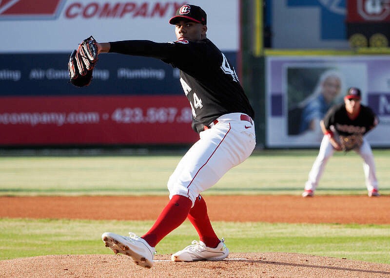 Staff file photo / Hunter Greene went 5-0 with a 1.98 ERA in seven starts with the Chattanooga Lookouts earlier this year before getting promoted to Triple-A Louisville.