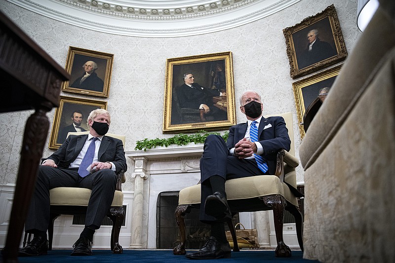 Photo by Al Drago/The New York Times / President Joe Biden, right, meets with Prime Minister Boris Johnson of the United Kingdom in the Oval Office of the White House in Washington on Tuesday, Sept. 21, 2021.