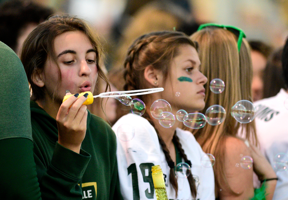 Staff Photo by Robin Rudd / A Silverdale student provides bubbles between plays. The Silverdale Academy Seahawks hosted the Donelson Christian Academy Bobcats in TSSAA football on September 24, 2021.