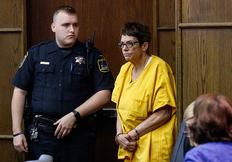 Staff file photo / Janet Hinds is led into a courtroom for a preliminary hearing before Judge Alex McVeagh at the Hamilton County-Chattanooga Courts Building on Tuesday, March 5, 2019, in Chattanooga, Tenn. Jurors found Hinds guilty Saturday morning of vehicular homicide by intoxication.