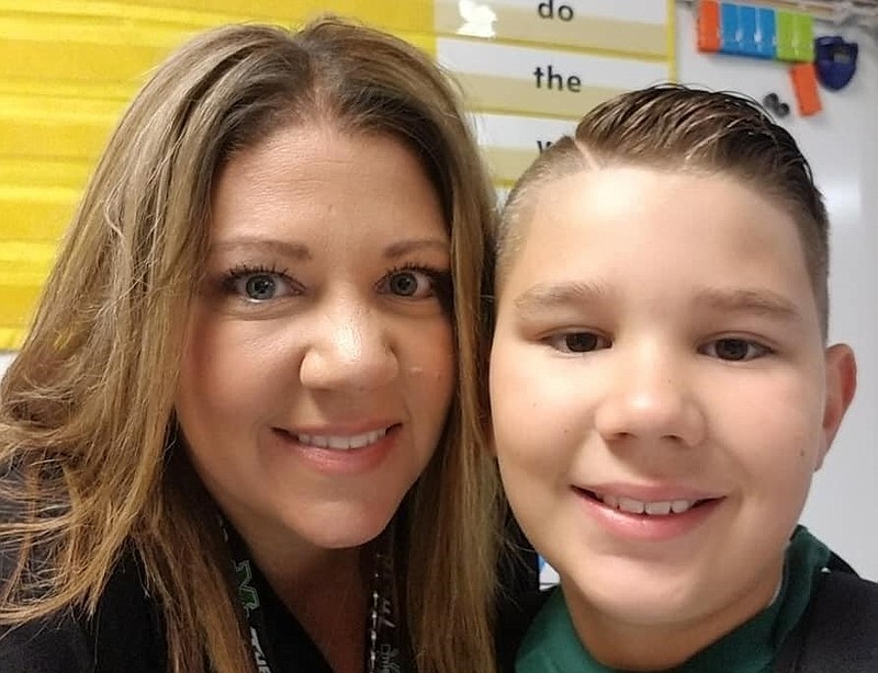 THUMBNAIL Contributed photo by Chatsworth Elementary School / Heidi Hammond died Friday at AdventHealth Gordon after a battle with COVID-19. Her son Marshall, pictured with her here, is 12 years old.