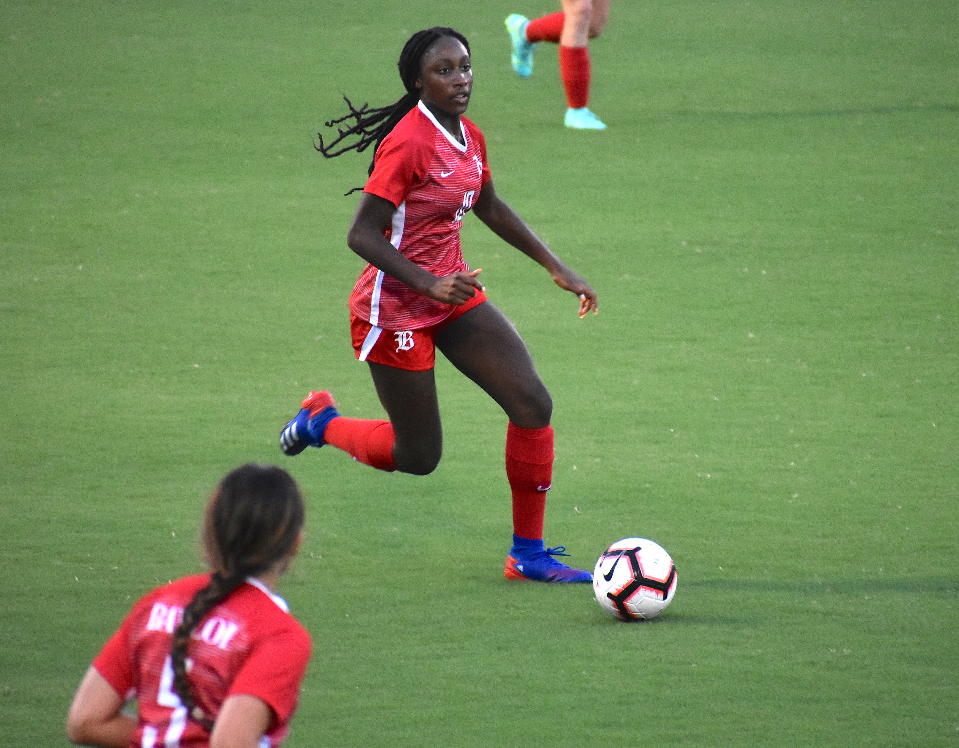 Staff photo by Patrick MacCoon / Baylor senior Aliya Cooper (10) has provided standout work at right back for the Lady Red Raiders.