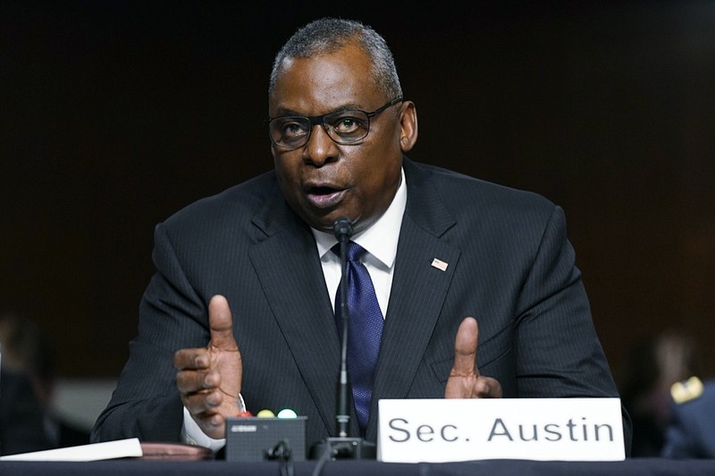 Defense Secretary Lloyd Austin speaks during a Senate Armed Services Committee hearing on the conclusion of military operations in Afghanistan and plans for future counterterrorism operations, Tuesday, Sept. 28, 2021, on Capitol Hill in Washington. (AP Photo/Patrick Semansky, Pool)

