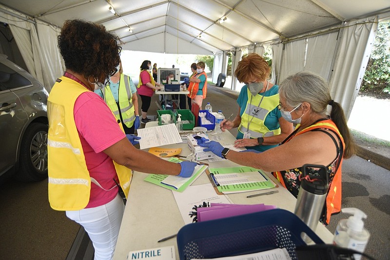 Staff Photo by Matt Hamilton / Nurses administer doses of the COVID-19 vaccine at the Tennessee Riverpark on Tuesday, September 28, 2021. The Hamilton County Health Department continues to administer doses of the COVID-19 vaccine at the Tennessee Riverpark location.