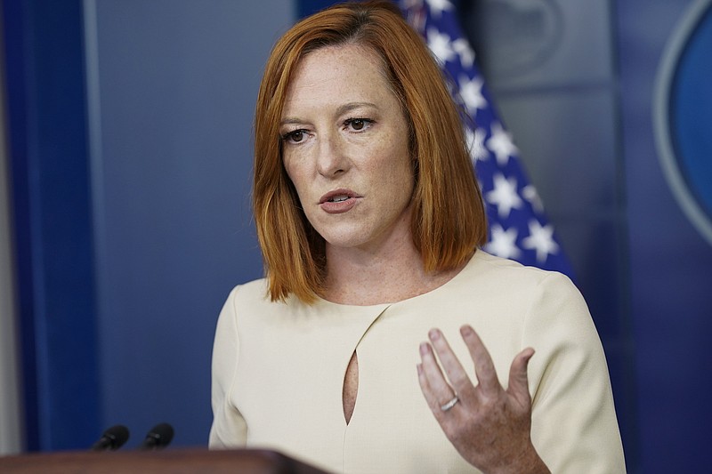 Photo by Susan Walsh of The Associated Press / White House press secretary Jen Psaki speaks during the daily briefing at the White House in Washington on Oct. 4, 2021.