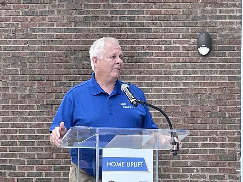Photo by Dave Flessner / EPB President David Wade talks about the Home Uplift program during an announcement of the program's expansion Friday in Miller Park.