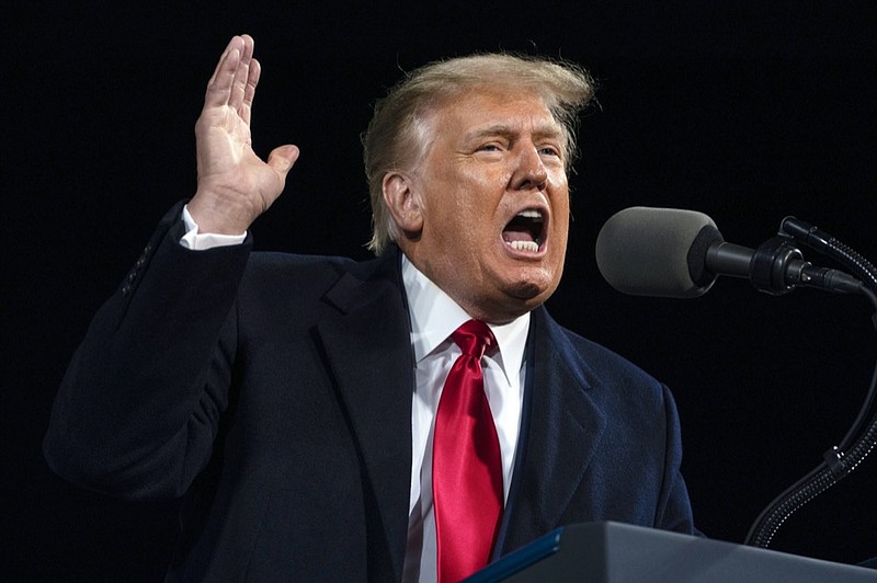 FILE - In this Dec. 5, 2020, file photo, President Donald Trump speaks at a campaign rally for Senate Republican candidates in Valdosta, Ga. (AP Photo/Evan Vucci, File)


