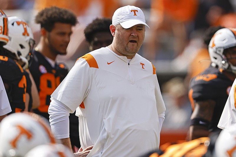 AP photo by Wade Payne / Tennessee football coach Josh Heupel has led the Vols to records of 4-2 overall and 2-1 in SEC play midway through his first regular season heading the program.