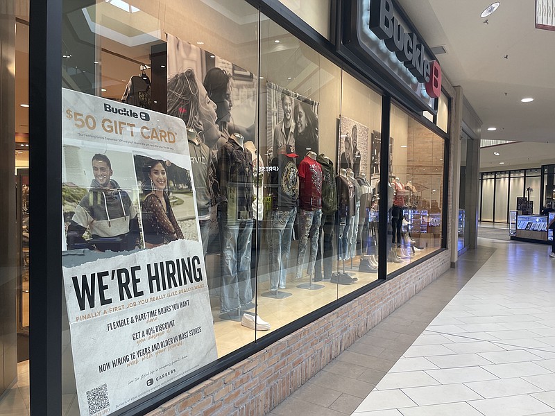 Photo by Dave Flessner / The Buckle8 store at Hamilton Place Mall is one of the dozens of area retail stores trying to hire more workers.