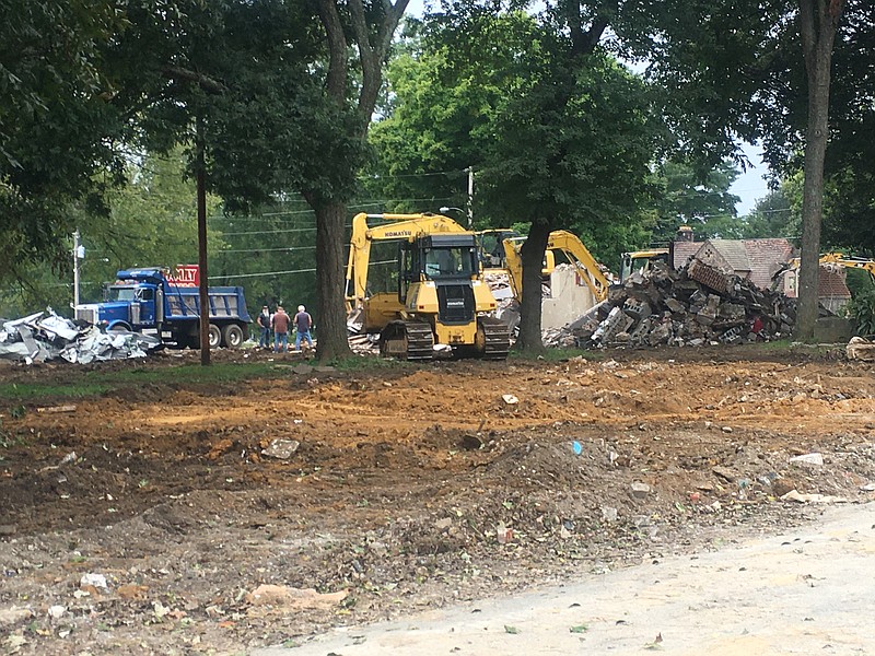 Photo by Kelcey Caulder / The Langley Apartments complex in Lafayette, Georgia, was torn down and residents forced to move after an investigation deemed the building unfit for human occupancy.