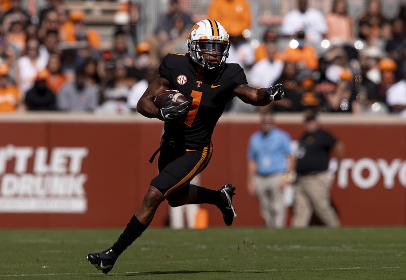 Tennessee Athletics photo by Andrew Ferguson / Tennessee sixth-year senior Velus Jones Jr. leads the Volunteers with 342 receiving yards, having already topped the 280 he amassed last season.