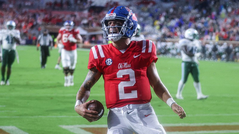 Ole Miss Athletics photo / Ole Miss quarterback Matt Corral already has eight rushing touchdowns this season entering Saturday night's game at Tennessee, but the even more impressive stat is that he's yet to be intercepted.
