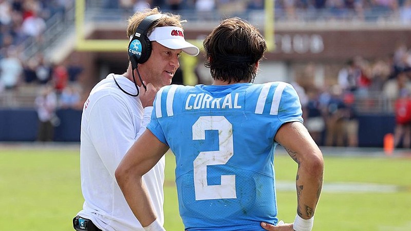 Ole Miss photo by Jared Redding / Ole Miss coach Lane Kiffin and Rebels quarterback Matt Corral are no strangers to fourth-down gambles entering Saturday night's game at Tennessee. No. 13 Ole Miss (4-1, 1-1 Southeastern Conference) and the Vols (4-2, 2-1) are set for a 7:30 kickoff on the SEC Network.