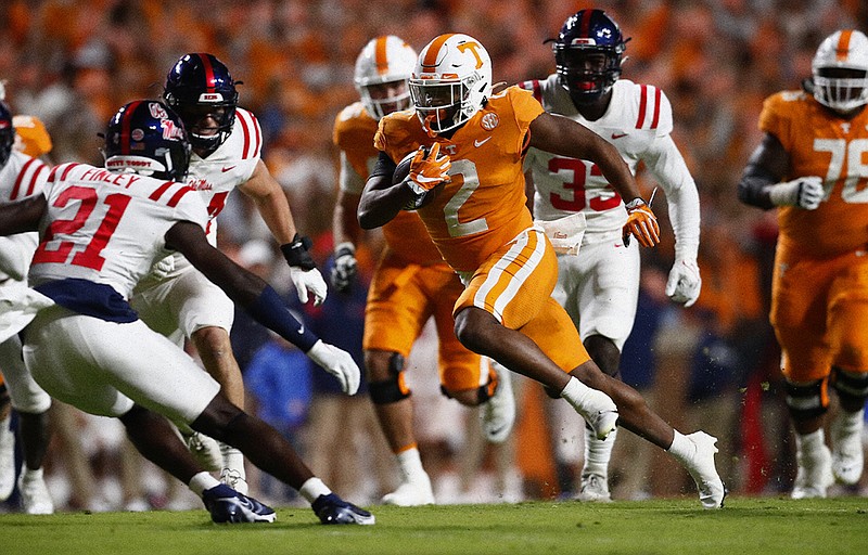 Tennessee Athletics photo / Tennessee sophomore running back Jabari Small had 21 rushes for 92 yards and a touchdown during this past Saturday's 31-26 loss to Ole Miss inside Neyland Stadium.