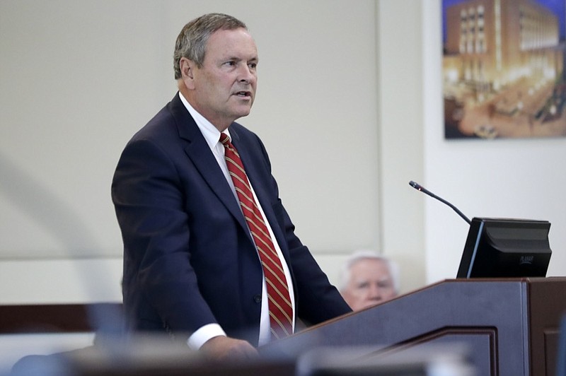 FILE - In this Aug. 28, 2019, file photo, Nashville District Attorney Glenn Funk speaks in Nashville, Tenn. (AP Photo/Mark Humphrey, File)


